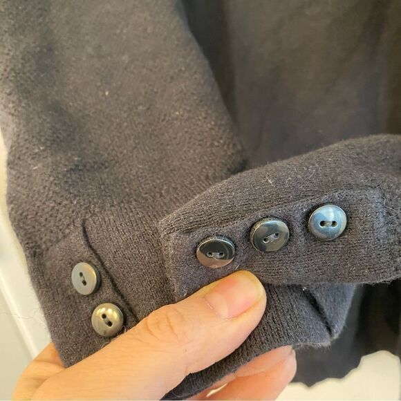 J. Jill black crew neck side slit button sleeve tunic sweater silk wool blend L - Picture 7 of 9